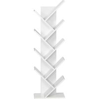 Meerveil Libreria, Scaffale in Legno ad Albero Moderna 8 Piani Autoportante per Soggiorno Libreria 40 x 20 x 127 cm Bianco