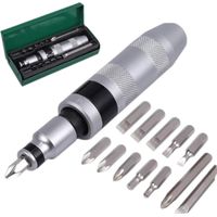 Tournevis à Frapper 13 pièces 1/2" Impact Driver Set d'embouts pour Coupes Hexagonales en Croix pour Usages Lourds