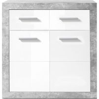 Commode Inga 82 cm avec 2 portes & 2 tiroirs - béton/blanc