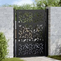 Vidaxl – Portail en acier noir 100x125 cm – Design découpé au laser – Résistant à la corrosion – Système de verrouillage avec 3 clés