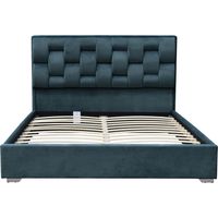 5ft Plush Velvet Bed Frame with Weaved Headbord in Cream
