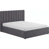 Lit avec coffre de rangement 160x200cm velours gris foncé SAVANNAH