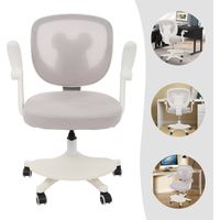 Silla de oficina ergonómica para niños, silla giratoria para niños, silla para adolescentes, reposapiés, profundidad del asiento ajustable, reposabrazos regulables en altura, color gris.