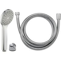 Eurosanit – Trio douchette 1 jet économie d'eau + flexible inox 1.50m – Douchette ABS chromé avec picots anti-calcaire – Raccord G1/2'' standard