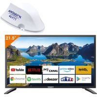 PACK ANTARION TV LED 21.5" 54cm Full HD ANDROID Smart TV Camping Car + Antenne 4G FIT Blanc Wi-Fi Micro-Sim