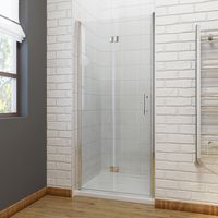 ELEGANT Bifold Shower Door 900mm Glass Shower Enclosure Reversible Folding Shower Door