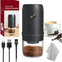 Moulin à Café Électrique, Broyeur Cafe Grain avec 40 Réglages de Mouture Précise, Rechargeable par USB, Broyeur en Céramique en Déplacement, pour le Bureau, Les Voyages et le Camping (Noir)