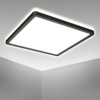 Plafonnier LED ultra-plat 29x29cm carré 18W 2400lm 4000K blanche neutre avec rétroéclairage – Éclairage moderne design pour salon, chambre, cuisine, bureau, couloir