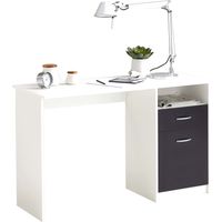 Bureau 1 porte et 1 tiroir 123x50x76,5 cm blanc et noir