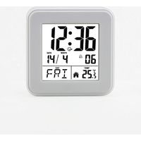 Radio-Controlled Digital Clock - LCD Display - Time Date Weekday Auto Sync - Night Light Touch Function - Alarm with Snooze - Temperature Display - White