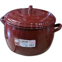 Olla abombada esmalte marron