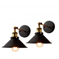 Applique Mural Industrielle Vintage E27 22cm Lampe Mural Réglable 2 en 1 Luminaire Plafonnier Noir 2PCS