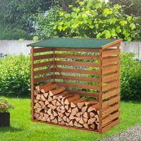 Abri à bûches extérieur 116x65x123cm – Bois de sapin traité – Toit en pente pour protection pluie – Construction robuste et durable – Stark