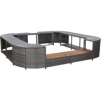 Vidaxl – Cadre de spa carré gris 268x268x55 cm – Résine tressée résistante à l'eau – Cadre en acier robuste – Marches en bois d'acacia massif