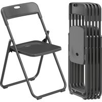 Juego de 6 Sillas Plegables de Plástico con Respaldo Curvo Diseño Ventilación Estructura de Acero 48,5x47x75 cm Negro