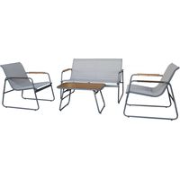 Set di mobili da giardino in metallo "Sparta" con decoro in finto legno - 4 posti - Grigio chiaro