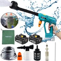 Elektrische Hochdruckreiniger, 6-in-1-Düse, kabelloser Auto-Hochdruckreiniger, Wasserstrahlreiniger, Gartensprühwasserpistole, mit 2 x 5,5 A Akku (ohne Ladegerät),Kompatibel mit Makita-Akku, sechs Zub