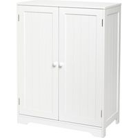 Badezimmerschrank, Badschrank Sideboard mit Doppeltür und Verstellbare Ablage, Badezimmer Kommode aus MDF Gemalt Holz, Weiß-Meerveil