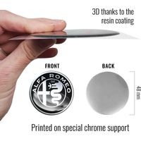 Alfa Romeo Adesivi 3D Logo - Colore: NERO - Dimensione: 48 MM