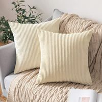 Juego de 2 fundas de cojín decorativas de pana para sofá, funda de almohada suave para el hogar, salón, dormitorio, clic clac, 45 x 45 cm, beige