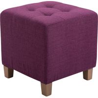 Sgabello basso pouf imbottito poggiapiedi in tessuto lilla piedini in legno 45x46 cm 100000160