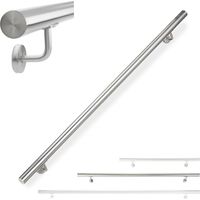 Relaxdays – Main courante inox 304 pour escalier intérieur et extérieur – Ronde 150 cm – Ø 42 mm – Fixation murale incluse – Argenté