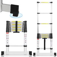 TolleTour Échelle télescopique escabeau Pro 2,6m avec stabilisateur, 150kg, antidérapante