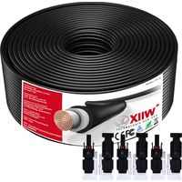 10mm² Schwarz 50m Solarkabel Solar Verlängerungskabel mit 4x 65A Solarstecker Photovoltaik Solarkabel Verlängerung IP67 Wasserdichter Rot für Balkonkraftwerk, Solarpanel, PV, Erdverlegbare Halogenfrei