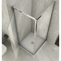 Box Doccia Angolare 1 Anta Fissa Anta Battente 2 Lati Opaco Vetro 6mm Cristallo - Misura Box Angolare 80x65