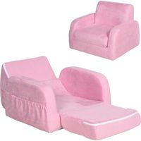 Canapé transformable enfant 2 en 1 2 positions avec repose-bras rembourré 47x45x38 cm Rose