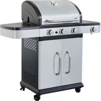 Barbacoa de gas de tres fuegos 117x56x112 cm en acero pintado gris y negro - Siderno