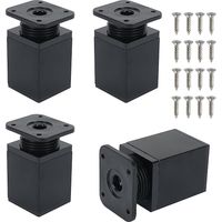 Stück verstellbare Möbelfüße 5,5 cm - 8,5 cm, Bettbeine, Schreibtischbeine, Tischbeine, quadratische, höhenverstellbare Möbelfüße aus Metall mit 16 Schrauben für Schränke, Regale, Betten (Schwarz)