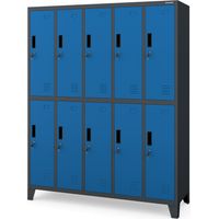 Sozialer BHP-Kleiderspind mit 10 Türen BARTEK 1360 x 1720 x 450 mm, anthrazit-blau