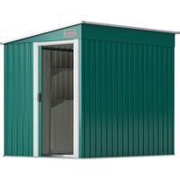 Capanno Attrezzi Metallo 1,5x2m Porta Scorrevole Tetto Inclinato Verde