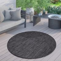 Paco Home Alfombra Exterior Redonda Intemperie Balcón Terraza Cocina Motivo Monocolor Antracita, Ø 200 cm redon