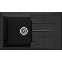Fregadero de cocina empotrado STRADOUR 1 cubeta + 1 escurridor Aloa - Resina - 81 x 50 cm - Negro
