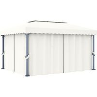 Tonnelle avec rideau 4x3 m Blanc crème Aluminium