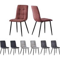 Set of 2 Faux Matte Suede Leather Dining Chairs home & restaurants Henri PINK