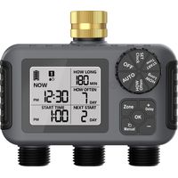 Arroseur auto 3 voies grand écran — Système irrigation programmable double canal, raccords métalliques pour jardinage automatisé.