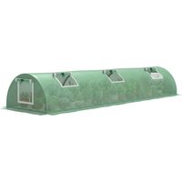 Serre verte 300x80x45 cm avec 5 fenêtres, structure acier et bâche PE anti-UV, abri jardin pratique et allongé