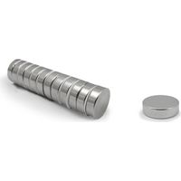 Imán, en disco, de neodimio con acabado níquel, ø15 x 1 mm