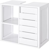 kleankin Mueble Bajo de Lavabo para Baño Suspendido Compacto con 2 Estantes Abiertos y Zona Cerrada 60x30x54 cm Blanco
