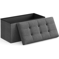 Pouf de rangement Valora gris foncé avec assise pliante