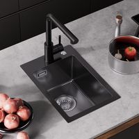 Évier de Cuisine 1 Bac 304519CM, Évier Inox Évier 1 Bac Noir - Evier à encastrer/ Evier à poser