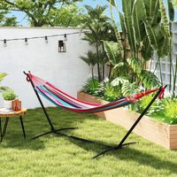 Outsunny Hamac de jardin sur pied 1 place, support métal époxy, charge max 120kg, sac de transport, rouge