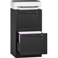 Caisson bureau, meuble rangement bois 2 tiroirs et serrure, barres de suspension réglables, 40 x 40 x 71 cm, noir