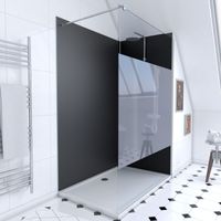 Set Doccia 90x120 cm - Pannelli Murali Nero/Cromato + Piatto Doccia + Parete Smerigliata 8 mm