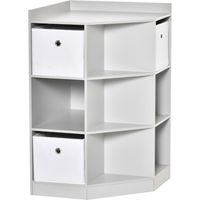 Étagère d'angle pour enfants avec 3 boîtes de rangement, rangement de jouets pour enfants de 3 à 12 ans, grise, 57,4 x 57,4 x 94 cm