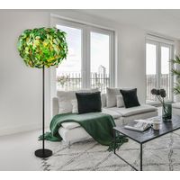 Stehlampe Wohnzimmerleuchte Schlafzimmerlampe Beistelllampe Stehleuchte, Metall Kunststoff schwarz grün Blätter-Design, 3 Flammig E14, H 180 cm