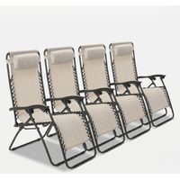 4er Set faltbare Liegestühle Strandliegen Sonnenliegen für Garten und Strand Emily Zero Gravity - Grau